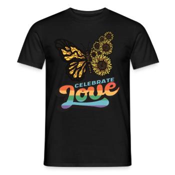 Love Sunflower Butterfly Citation de motivation avec B - T-shirt homme - noir - Devant - AI Model Male 178 light (178cm)