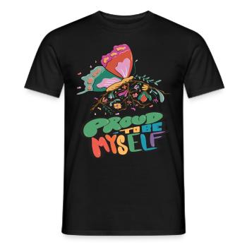 Citation de motivation de Butterfly Myself avec Butterfli - T-shirt homme - noir - Devant - AI Model Male 178 light (178cm)