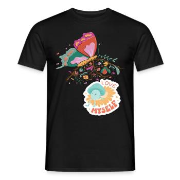 Love Motivational Saying with Butterfly and Cute B - Men's T-Shirt - black - Front - AI Model Male 178 light (178cm)