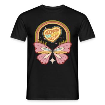 Rétro Butterfly Motivation Dicton avec des fesses mignonnes - T-shirt homme - noir - Devant - AI Model Male 178 light (178cm)