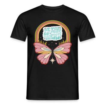 Butterfly Be Kind Motivational Saying avec Cute Bu - T-shirt homme - noir - Devant - AI Model Male 178 light (178cm)