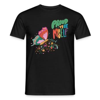 Butterflies Myself Motivational Saying with Cute B - Männer T-Shirt - Schwarz - Vorne - AI Model Male 178 light (178cm)