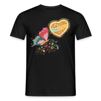 Papillon à cœur ouvert Dicton de motivation avec fesses - T-shirt homme - noir - Devant - AI Model Male 178 light (178cm)