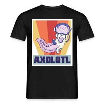 Astronaut Axolotl Funny Space Galaxy Sun System Ra - Men's T-Shirt - black - Front - AI Model Male 178 light (178cm)