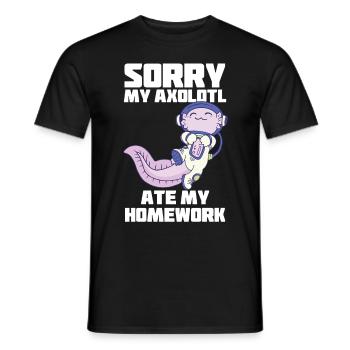 Axolotl Astronaut Homework Funny Space S - Men's T-Shirt - black - Front - AI Model Male 178 light (178cm)