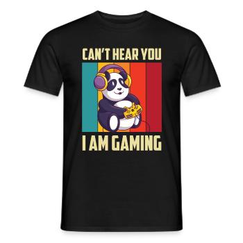 Panda Retro Cute Pandas Bear Animal Love - Men's T-Shirt - black - Front - AI Model Male 178 light (178cm)