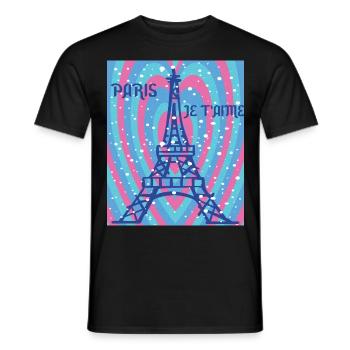 Herz für Eiffelturm Ich liebe Paris Schnee Frankre - Männer T-Shirt - Schwarz - Vorne - AI Model Male 178 light (178cm)