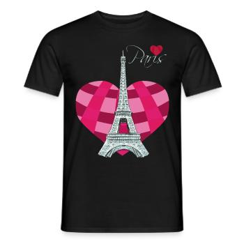 Paris-Coeur-Amour-Eiffel-Tour-France-Souvenir-f - T-shirt homme - noir - Devant - AI Model Male 178 light (178cm)