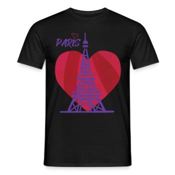 Amour Tour Eiffel Coeur Paris France Souvenir f - T-shirt homme - noir - Devant - AI Model Male 178 light (178cm)