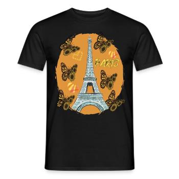 Amour Paris Coeurs Tour Eiffel Papillon Frankr - T-shirt homme - noir - Devant - AI Model Male 178 light (178cm)