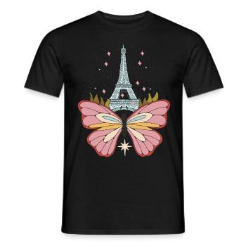 Schmetterlings-Eiffelturm-Himmel-Sterne Ich liebe - Männer T-Shirt - Schwarz - Vorne - AI Model Male 178 light (178cm)
