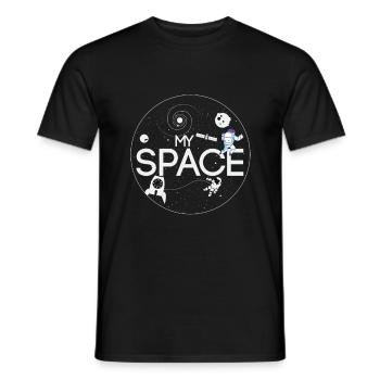 My Space Universe Astronaut Cosmonaut Galaxy Sun - Men's T-Shirt - black - Front - AI Model Male 178 light (178cm)
