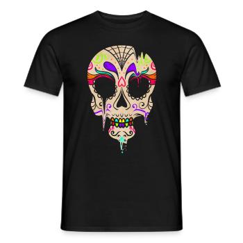 La peinture humide coule de Sugar Skull Day Of The - T-shirt homme - noir - Devant - AI Model Male 178 light (178cm)