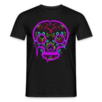 Stylized Painting Of A Sugar Skull For Day Of The - Männer T-Shirt - Schwarz - Vorne - AI Model Male 178 light (178cm)