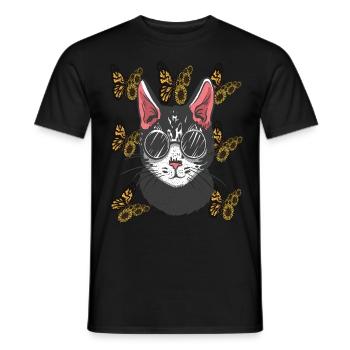 Cool Cat Tournesol Papillon Cat Lie - T-shirt homme - noir - Devant - AI Model Male 178 light (178cm)