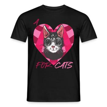 Liebes-Katzen-Kätzchen mit Herz-Katzen-Liebes-cool - Männer T-Shirt - Schwarz - Vorne - AI Model Male 178 light (178cm)