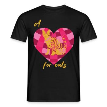 Bengal Cat Heart for Cats Kitten Cat Cat - Men's T-Shirt - black - Front - AI Model Male 178 light (178cm)