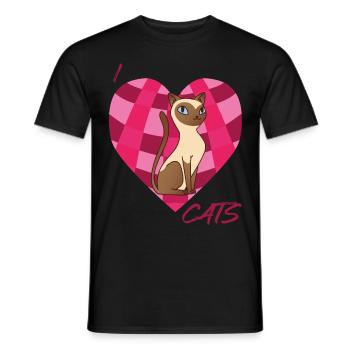 Siam Cat Love Cats Siamois Cat Heart pour chats et K - T-shirt homme - noir - Devant - AI Model Male 178 light (178cm)