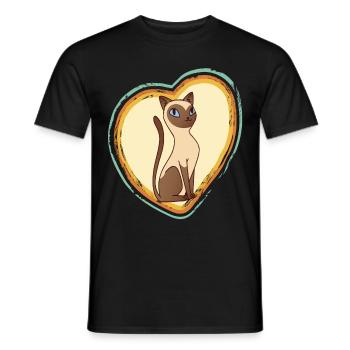 Siamesische Katze Retro Herz Ich liebe Katzen Tomc - Männer T-Shirt - Schwarz - Vorne - AI Model Male 178 light (178cm)