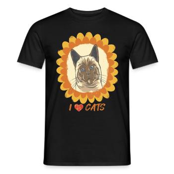 I love Cat Sunflower and Bengal Cat Nice - Men's T-Shirt - black - Front - AI Model Male 178 light (178cm)