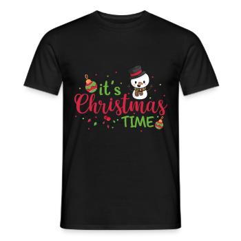 Christmas Snowman Christmas Pear Gingerbread - Men's T-Shirt - black - Front - AI Model Male 178 light (178cm)