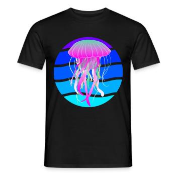 Méduse rétro Ocean Life Poissons Animaux marins - T-shirt homme - noir - Devant - AI Model Male 178 light (178cm)