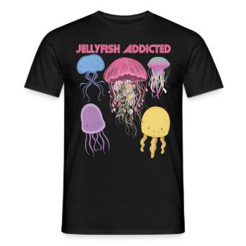 Jellyfish Addicted Sea Souvenir Ocean Life Underwater - Men's T-Shirt - black - Front - AI Model Male 178 light (178cm)