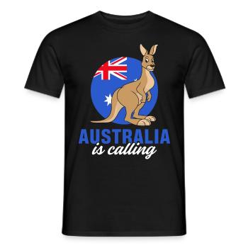 Kangaroo Australia appelle le drapeau de l’outback mignon K - T-shirt homme - noir - Devant - AI Model Male 178 light (178cm)
