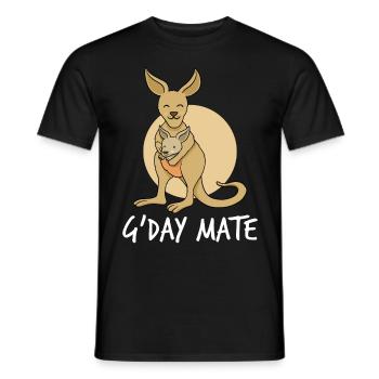 Cute Kangaroo G'day Mate Kangaroos Australia - Men's T-Shirt - black - Front - AI Model Male 178 light (178cm)
