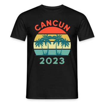 Cancun 2023 Vacances d’été au Mexique, Cancun Retro - T-shirt homme - noir - Devant - AI Model Male 178 light (178cm)