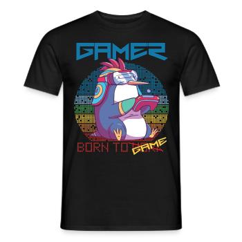 Gamer Cute Penguin Video Games Born To Gaming - Männer T-Shirt - Schwarz - Vorne - AI Model Male 178 light (178cm)