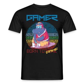 Video Games Funny Gamer Born To Gaming Retro Game - Men's T-Shirt - black - Front - AI Model Male 178 light (178cm)