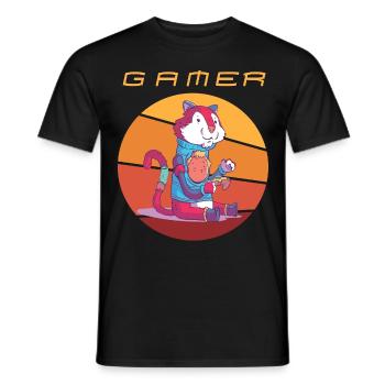 Gamer Retro Games Video Games Vintage Funny Consol - Männer T-Shirt - Schwarz - Vorne - AI Model Male 178 light (178cm)
