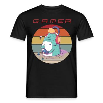 Video Games Retro Gamer Console Games Funny Games - Men's T-Shirt - black - Front - AI Model Male 178 light (178cm)
