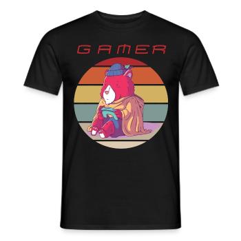 Funny Video Games Retro Gamer Console Games and Ga - Männer T-Shirt - Schwarz - Vorne - AI Model Male 178 light (178cm)