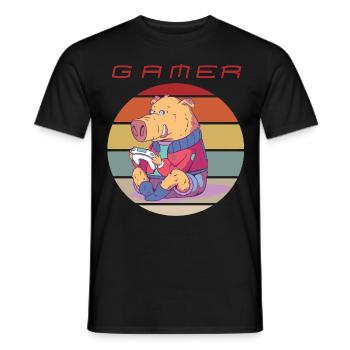 Funny Video Games Retro Console Games and Gamer Ga - Men's T-Shirt - black - Front - AI Model Male 178 light (178cm)