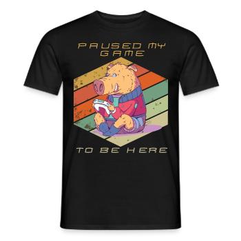 Funny Video Games Gamer Paused My Game Retro Gamin - Men's T-Shirt - black - Front - AI Model Male 178 light (178cm)