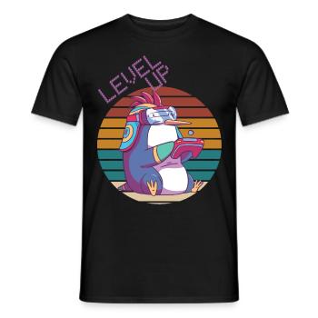 Level Up Gamer Retro Video Games Retro Gaming Peng - Men's T-Shirt - black - Front - AI Model Male 178 light (178cm)