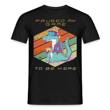 Video Games Gamer Paused My Game Retro Gaming Croc - Männer T-Shirt - Schwarz - Vorne - AI Model Male 178 light (178cm)