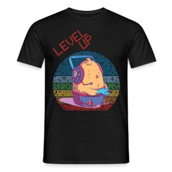 Level Up Gamer Video Games Retro Vintage Gaming Ch - Männer T-Shirt - Schwarz - Vorne - AI Model Male 178 light (178cm)