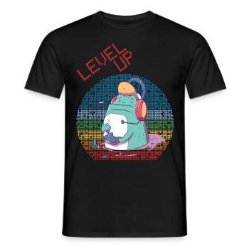 Level Up Gamer Video Games Retro Vintage Gaming Ga - Männer T-Shirt - Schwarz - Vorne - AI Model Male 178 light (178cm)