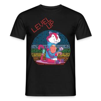 Level Up Gamer Video Games Retro Vintage Gaming Hi - Männer T-Shirt - Schwarz - Vorne - AI Model Male 178 light (178cm)