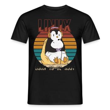 Linux Gamer Root Party Cool Penguin Nerd Programs - Men's T-Shirt - black - Front - AI Model Male 178 light (178cm)