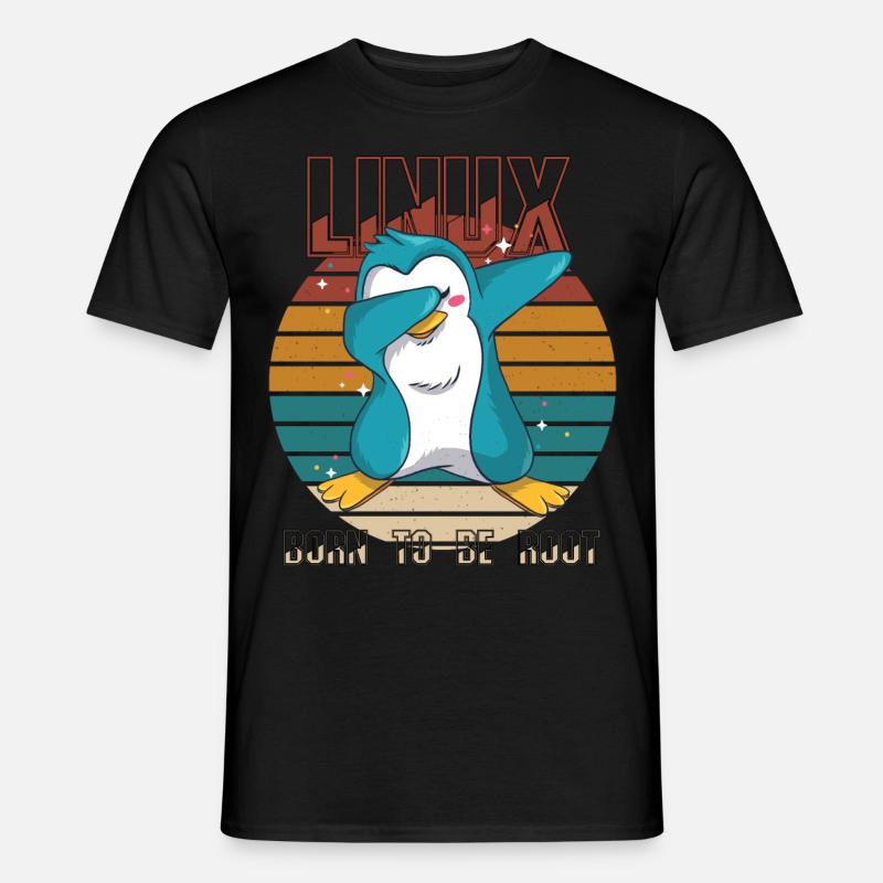 Geek Born To Be Root Linux Penguin Nerd Programmer - Männer T-Shirt - Schwarz