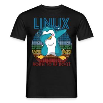 Born To Be Root Retro Penguin Linux Nerd Program - T-shirt homme - noir - Devant - AI Model Male 178 light (178cm)