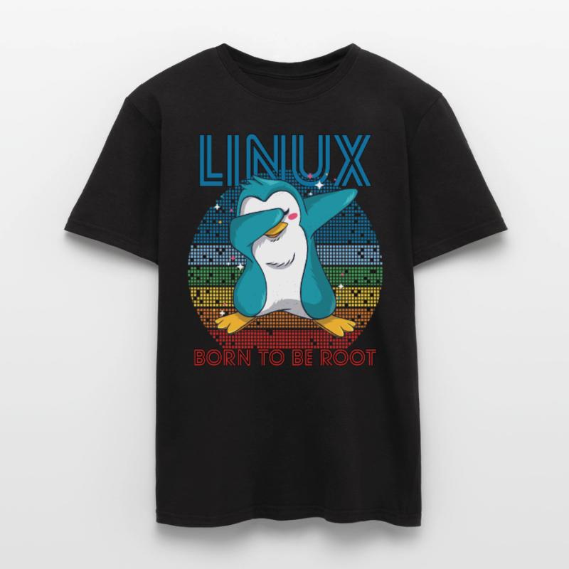 Born To Be Root Retro Penguin Linux Nerd Program T-shirt homme