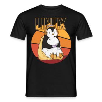 Gamer Penguin Linux Root Party Nerd Programmer Com - Men's T-Shirt - black - Front - AI Model Male 178 light (178cm)