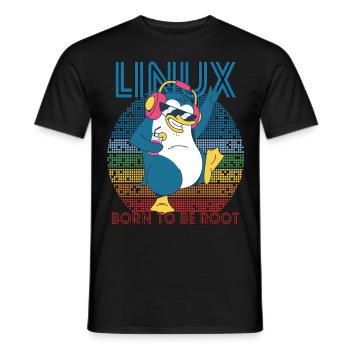 Root Party Penguin Retro Linux Cool Nerd Programmes - T-shirt homme - noir - Devant - AI Model Male 178 light (178cm)