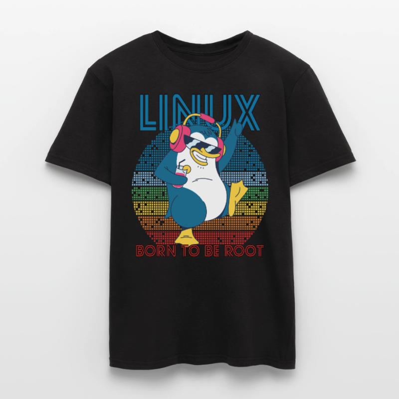 Root Party Penguin Retro Linux Cool Nerd Programmes T-shirt homme