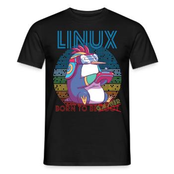 Linux Gamer Born To Be Root Geek Game Programmer A - Männer T-Shirt - Schwarz - Vorne - AI Model Male 178 light (178cm)